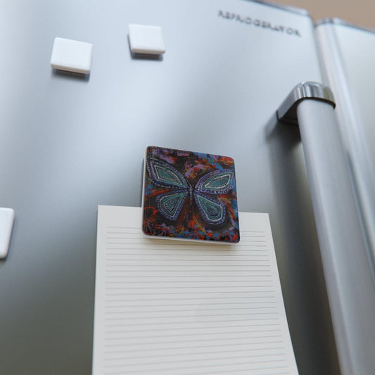 "Butterfly" Porcelain Magnet, Square-Home Decor - Mike Giannella - Encaustic Painting - Mixed Media Artist - Art Prints