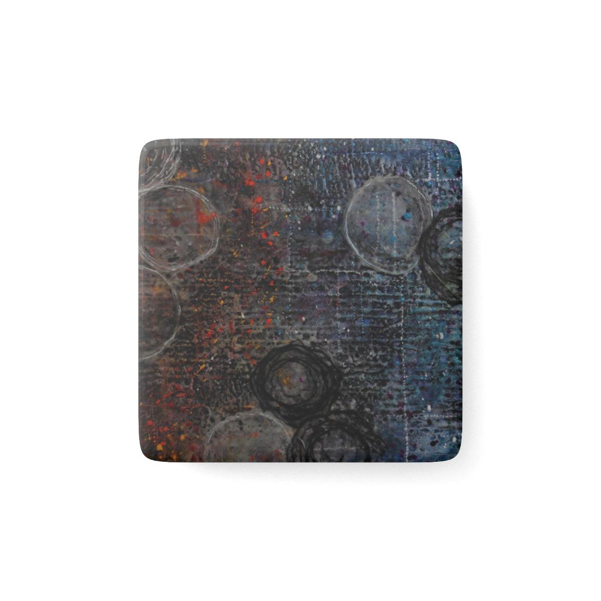 "Chaotic Timing" Porcelain Magnet, Square-Magnet - Mike Giannella - Encaustic Painting - Mixed Media Artist - Art Prints