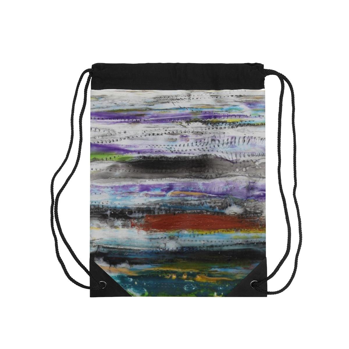 "Crossroads" Drawstring Bag-Bags - Mike Giannella - Encaustic Painting - Mixed Media Artist - Art Prints