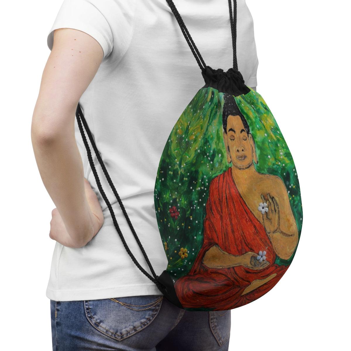 "Meditations" Drawstring Bag-Bags - Mike Giannella - Encaustic Painting - Mixed Media Artist - Art Prints