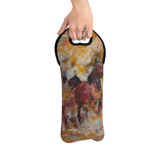 "Prairie Meadows" Wine Tote Bag-Accessories - Mike Giannella - Encaustic Painting - Mixed Media Artist - Art Prints