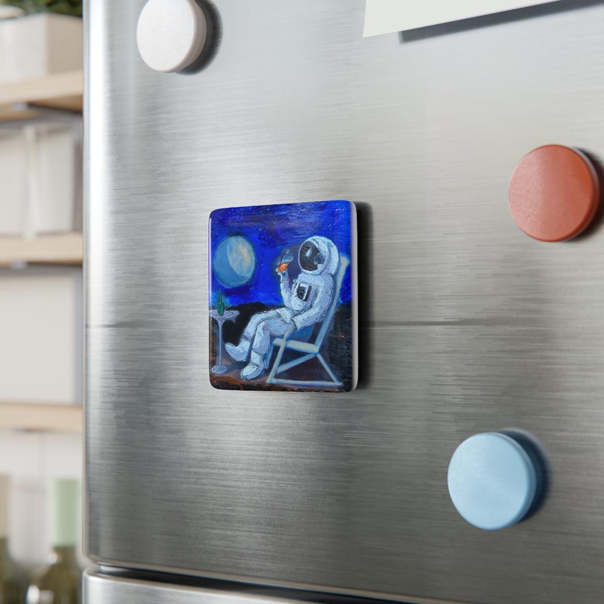 "Space Vacation" Porcelain Magnet, Square-Home Decor - Mike Giannella - Encaustic Painting - Mixed Media Artist - Art Prints