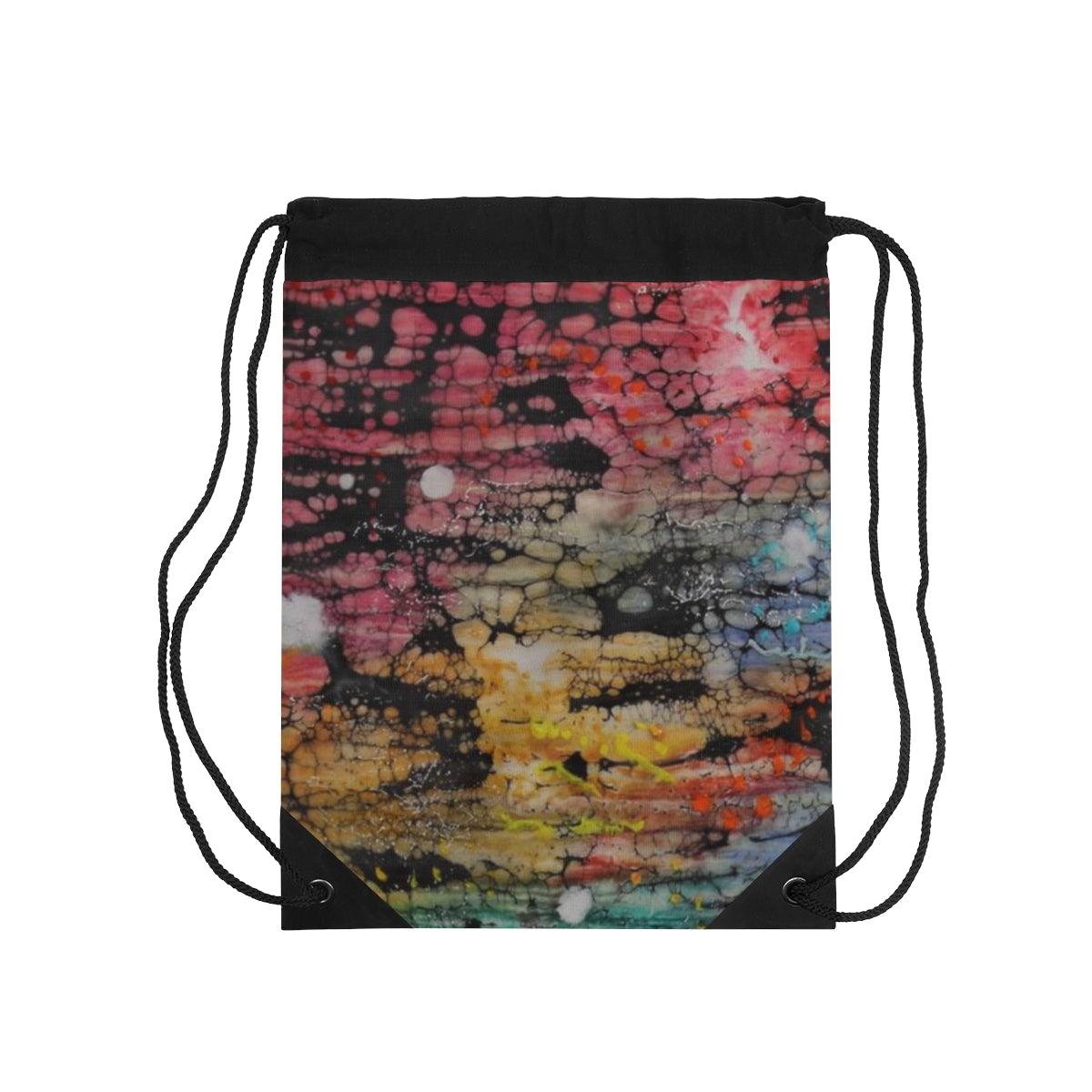 "Synapse 2" Drawstring Bag-Bags - Mike Giannella - Encaustic Painting - Mixed Media Artist - Art Prints